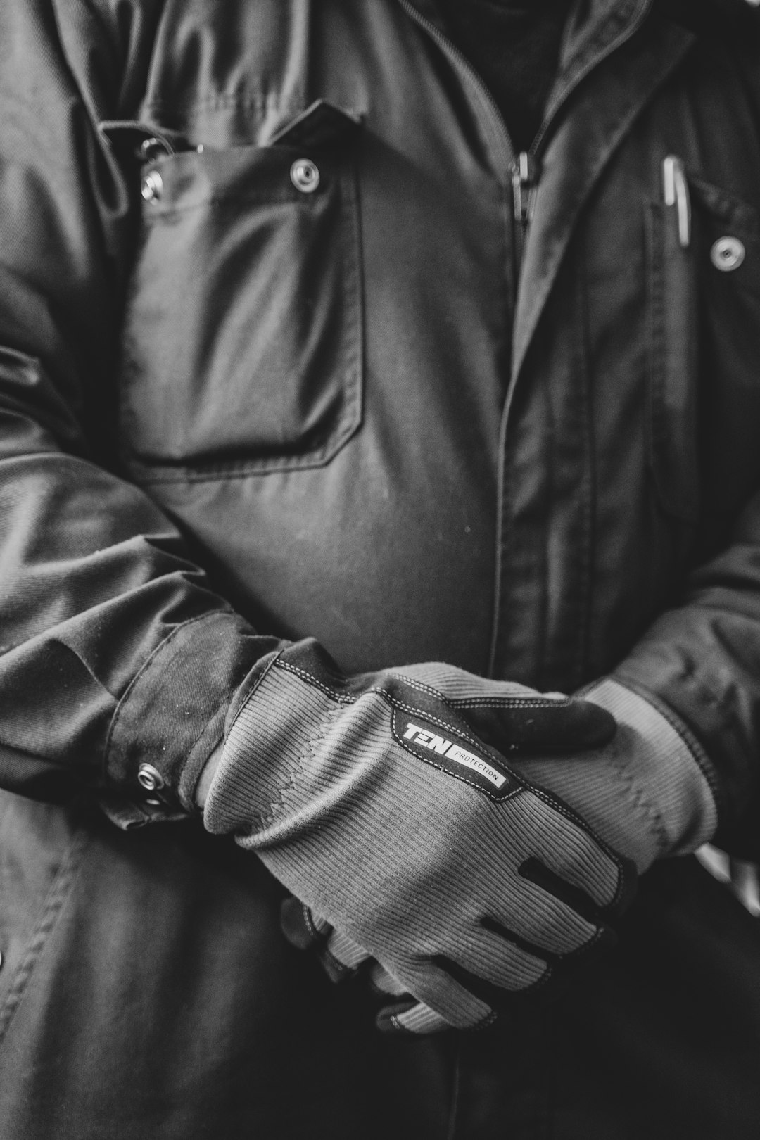 a person wearing gloves