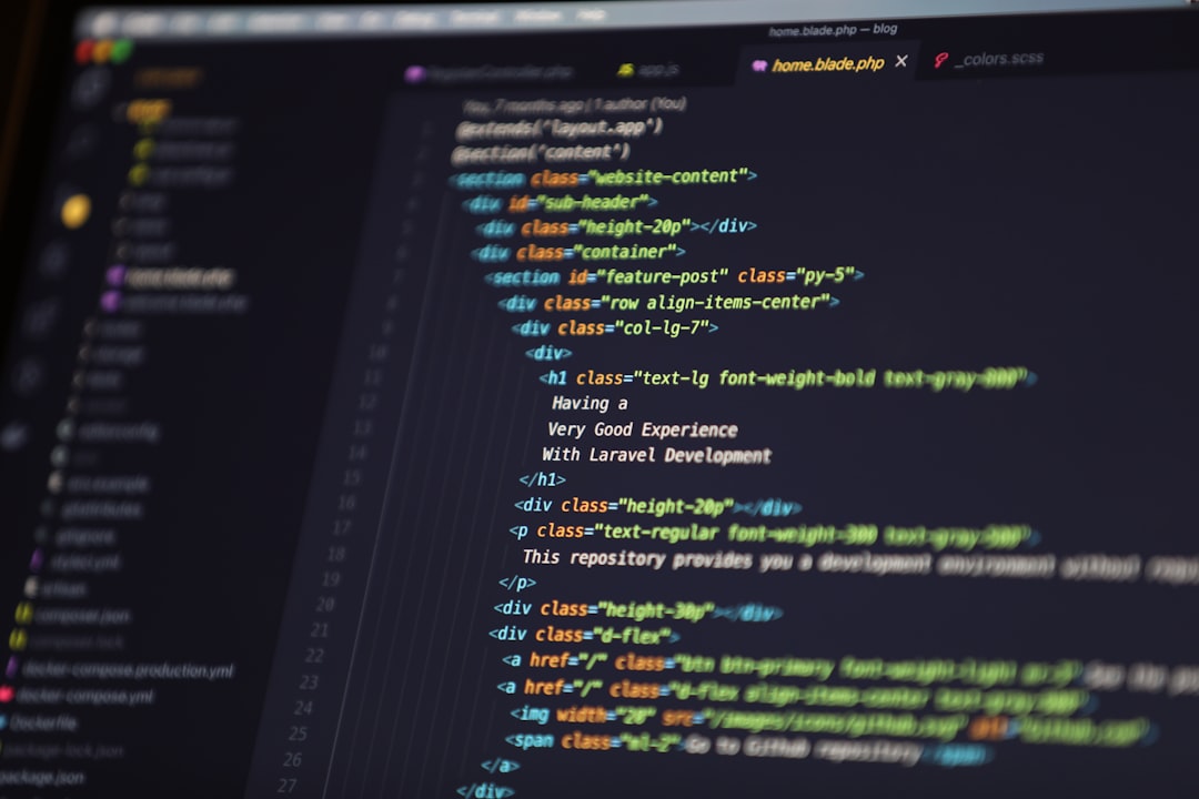 Computer screen displaying HTML code for a web development project